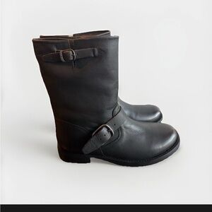 Frye Brown Leather Combat Boots